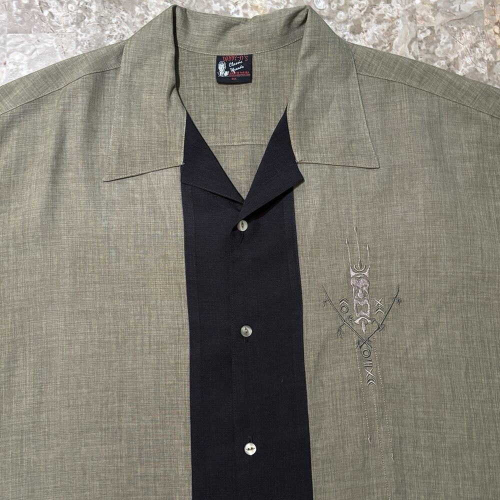 Daddy-O's Shirt Mens 3XL Brown Bowling Short Sleeve Camp Collar Tiki USA
